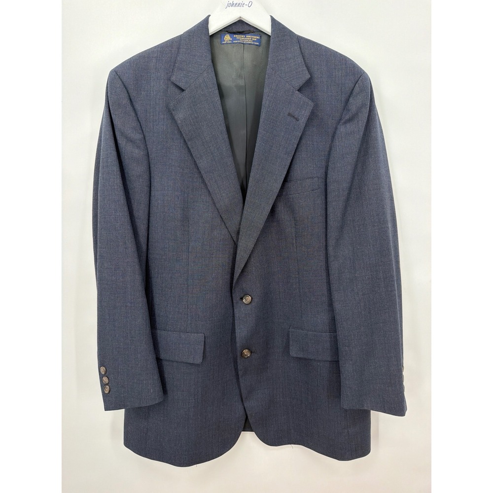 Brooks Brothers Mens 42L Pure Wool Blazer Blue Grey 2 Button Sport Coat USA